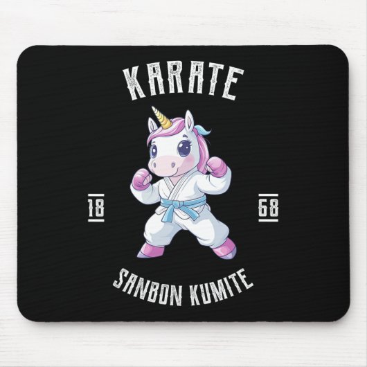 Unicorn Karate - Japanischer Kampfkünstler Mousepad (Vorne)