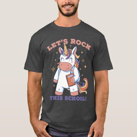 Unicorn Kawai Lets Rockhis School boy T-Shirt (Vorderseite)