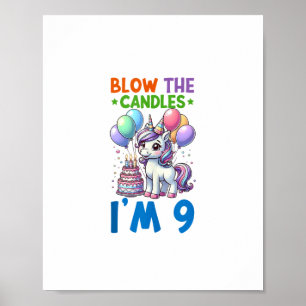 Unicorn Kids 9th Birthday Party Junge 9 Jahre alt Poster