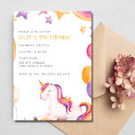 Unicorn Kids Girl 5. Geburtstagsparty Einladung<br><div class="desc">Niedliche Einhorndesign Geburtstagsfeier zum Geburtstag Ihres kleinen Mädchens. Passen Sie Ihre Party an.</div>
