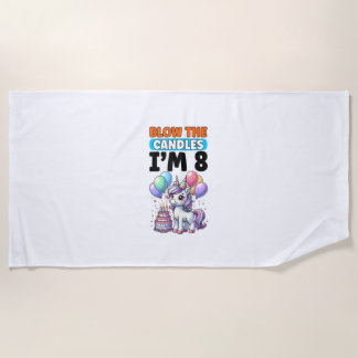 Unicorn Kinder 8. Geburtstagsparty Junge 8 Jahre a Strandtuch