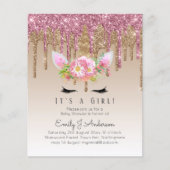 Unicorn Kinderdusche Einladung Pink Girls Niedlich (Vorderseite)