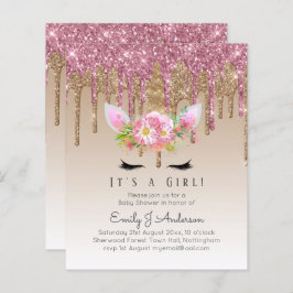 Unicorn Kinderdusche Einladung Pink Girls Niedlich