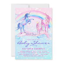Unicorn Kinderdusche Einladungen Pastel Unicorn