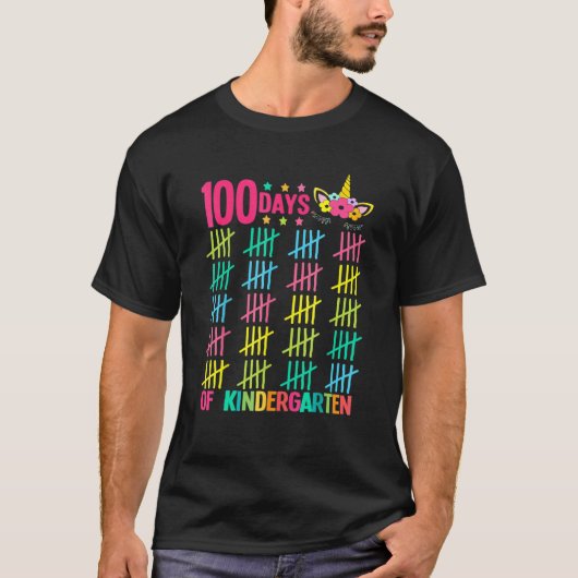Unicorn Kindergarten 100 Days Of School Girl Magic T-Shirt (Vorderseite)