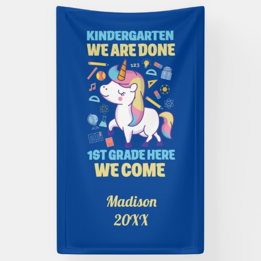 Unicorn Kindergarten Abschluss 1. Klasse Banner (Vertikal)