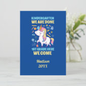 Unicorn Kindergarten Abschluss 1. Klasse Einladung (Stehend Vorderseite)