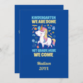 Unicorn Kindergarten Abschluss 1. Klasse Einladung (Vorne/Hinten)