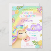 Unicorn-Kindergeburtstag-Party Einladung (Vorderseite)