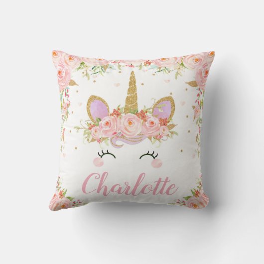 Unicorn Kissen Name Kinderzimmer Kinder Zimmerdeko (Rückseite)