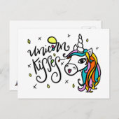 Unicorn Kisses, handschriftlich Postkarte (Vorne/Hinten)