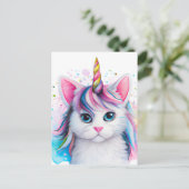 Unicorn Kitten Postkarte (Stehend Vorderseite)