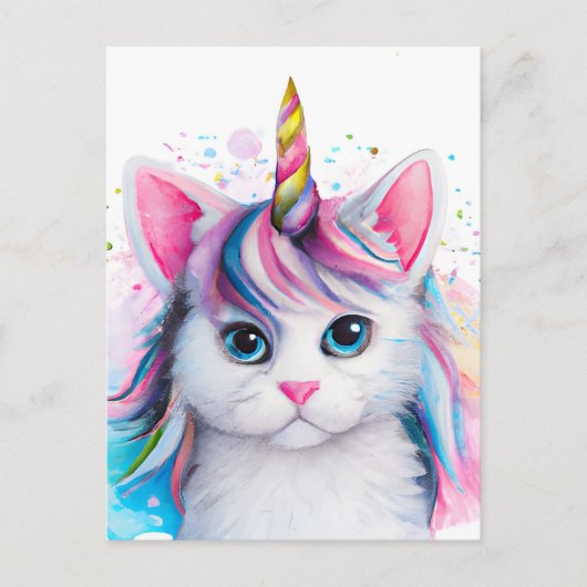 Unicorn Kitten Postkarte (Vorderseite)