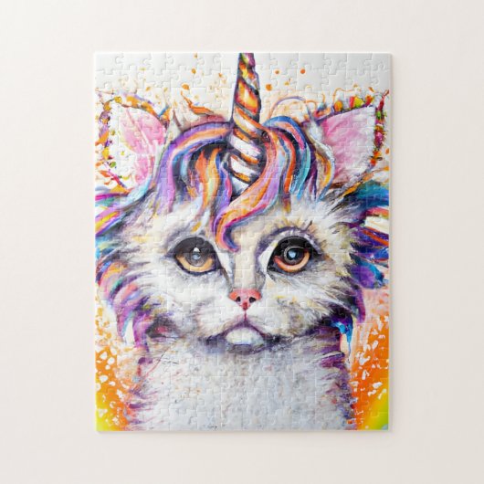 Unicorn Kitten Rainbow Watercolor Puzzle (Vertikal)