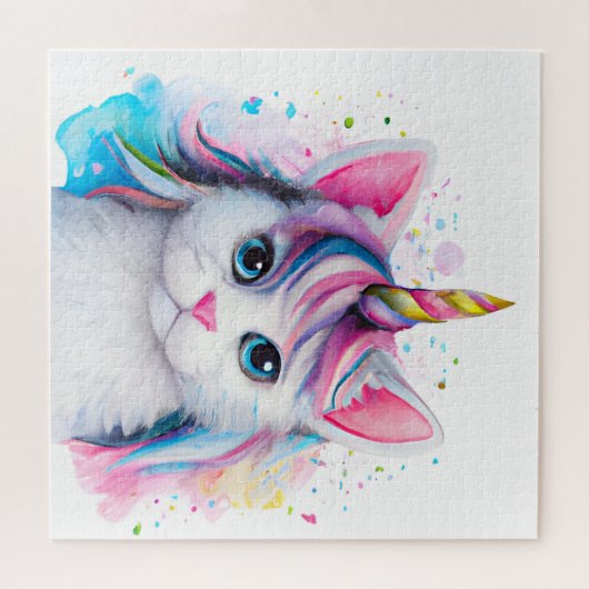 Unicorn Kitten Wasserfarbe Puzzle (Horizontal)