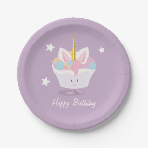 Unicorn-kleiner Kuchen mit Sterne   PapierTeller