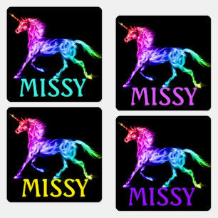 Unicorn Kleines Mädcheneisen auf Etiketten NAME