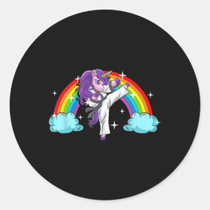 Unicorn Kung Fu Karate Marital Arts Jiu Jutsu Magi Runder Aufkleber