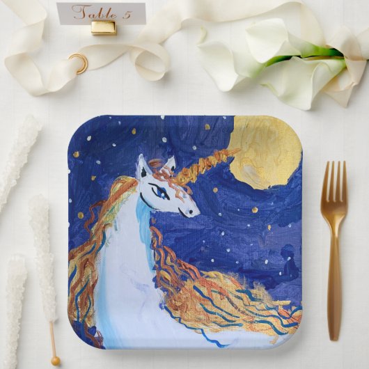 Unicorn "Kunst von Kindern" Pappteller (Hochzeit)