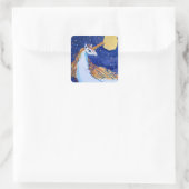 Unicorn "Kunst von Kindern" Quadratischer Aufkleber (Tasche)