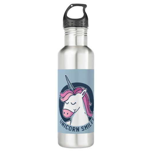 Unicorn Lächeln Edelstahlflasche (Vorderseite)