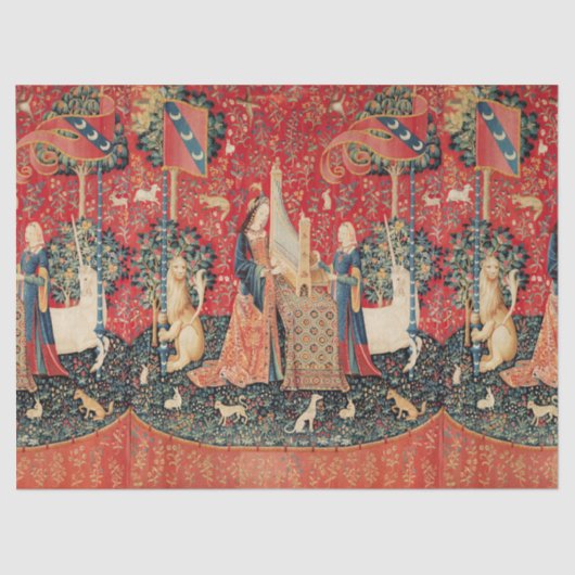 UNICORN,LADY PLAYER ORGAN Red Floral Seidenpapier (Vorderseite)