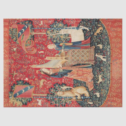 UNICORN, LADY PLAYER ORGAN Red Green Floral Seidenpapier (Vorderseite)