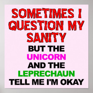 Unicorn Leprechaun Funny Poster Sign