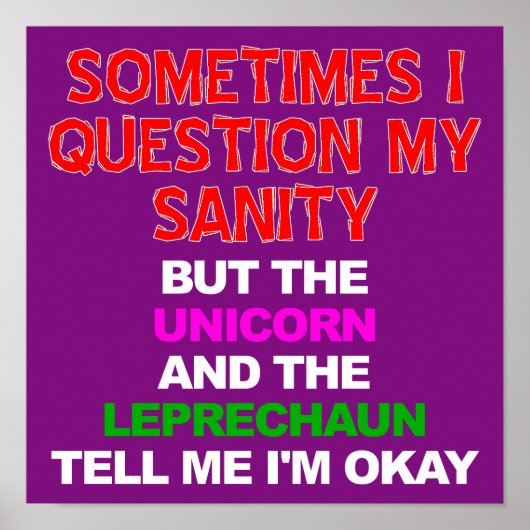 Unicorn Leprechaun Funny Poster Sign (Vorne)