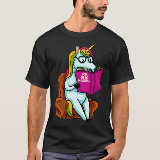 Unicorn Librarian Geschenk für einen Lehrer Lesebu T-Shirt (Vorderseite)