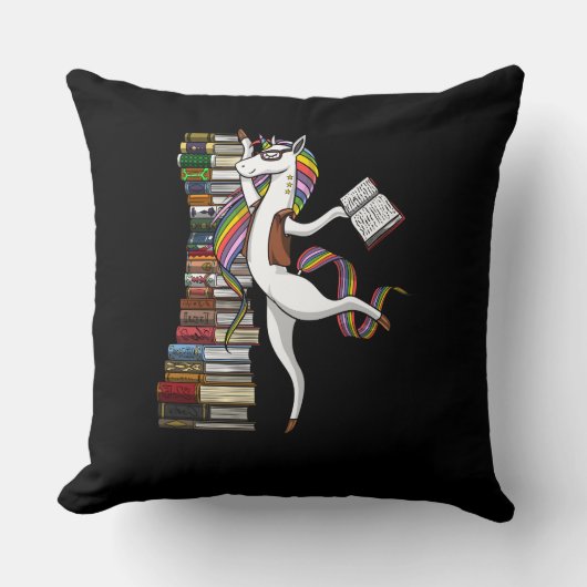 Unicorn Librarian Magical Book Reading Nerd Kissen (Vorderseite)