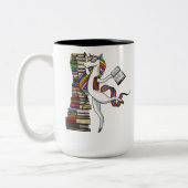 Unicorn Librarian Magical Book Reading Nerd Zweifarbige Tasse (Links)