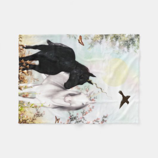 Unicorn-Liebe-Fleece Decke (Vorderseite (Horizontal))