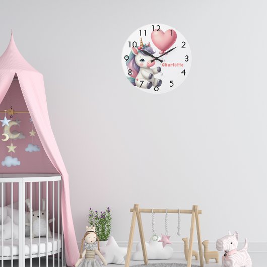 Unicorn lila Baby pink Große Wanduhr
