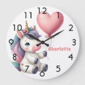 Unicorn lila Baby pink Große Wanduhr (Vorderseite)