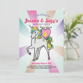Unicorn Lila Birthday Party - Parco Civico-Ciani Einladung (Stehend Vorderseite)