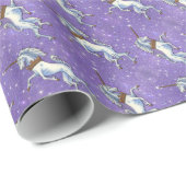 Unicorn-lila Imitat-Glitzer Geschenkpapier (Rolleneckpunkt)