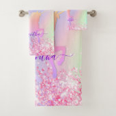 Unicorn lila Konfetti-Mädchen Badhandtuch Set (Insitu)