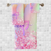 Unicorn lila Konfetti-Mädchen Badhandtuch Set