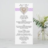 Unicorn Lila Lace Wedding Menu Card Menükarte (Stehend Vorderseite)