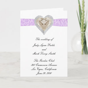 Unicorn Lila Lace Wedding Program Card Programm
