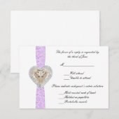 Unicorn Lila Lace Wedding Response Card RSVP Karte (Vorne/Hinten)