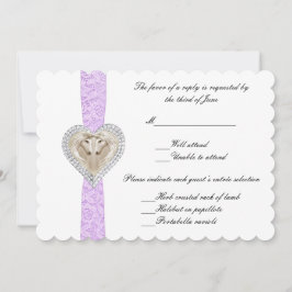Unicorn Lila Lace Wedding Response Card RSVP Karte