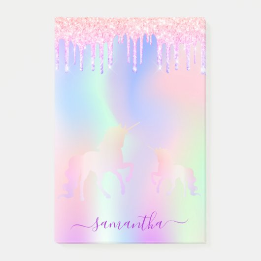 Unicorn lila Mädchen Post-it Klebezettel (Vorderseite)