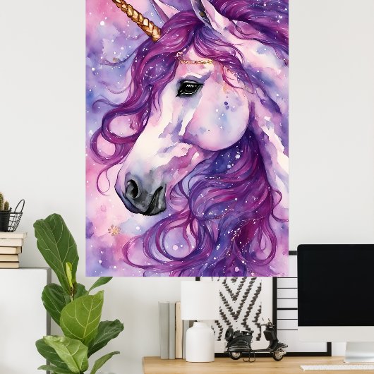 Unicorn Lila Mane Poster (Heimbüro)