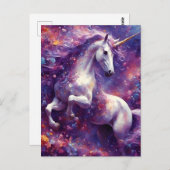 Unicorn Lila Mane Postkarte (Vorne/Hinten)