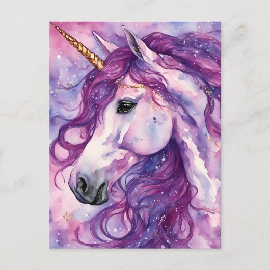 Unicorn Lila Mane Postkarte (Vorderseite)