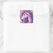 Unicorn Lila Mane Quadratischer Aufkleber (Tasche)