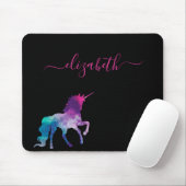 Unicorn-lila-rosa Monogramm-Skript Mousepad (Mit Mouse)