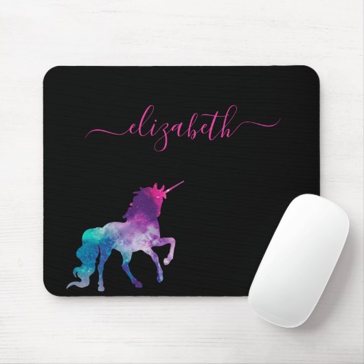 Unicorn-lila-rosa Monogramm-Skript Mousepad (Mit Mouse)